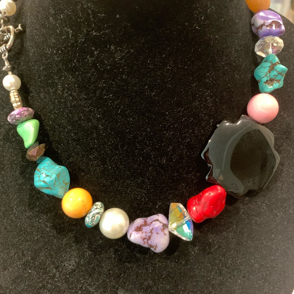 Necklace with sterling clasp assorted beads